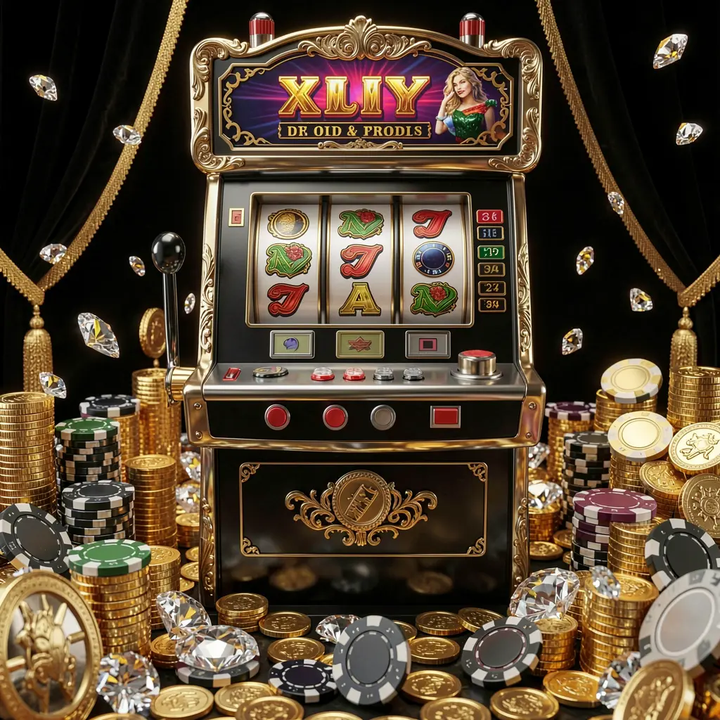 Close up view of a luxury slot machine with golden reels and casino symbols among coins highlighting premium gameplay at 9T999 for players in Bangladesh